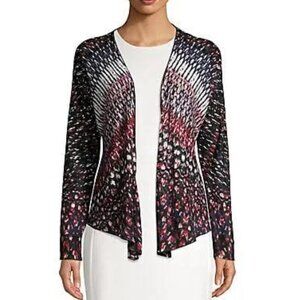 NIC+ZOE Grace 4-Way Convertible Cardigan Linen Blend Abstract Print size PP